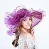 Headpieces 2022 Elegant Ladies Wedding Hat Big Flower Fashion Färgglada Organza Bridal Summer Cap Chapeau Femme Mariage