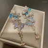 Dangle Earrings Luxury Fashion Round Drop Korean For Women Big Butterfly Gold Cubic Zircon Earring 2022 Jewelry