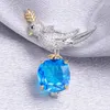 Brooches Female Simple Blue Crystal Cute Bird For Women Luxury Creative Personality Animal Brooch Corsage Suit Banquet Prom Pins247s