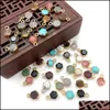 Arts And Crafts 8X12Mm Gold Edge Natural Crystal Hexagon Stone Charms Rose Quartz Turquoise Pendants Trendy For Jewelry Making Sport Dhhys