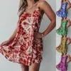 Casual Dresses 2022 Summer Hanging Neck Strap Printing Large Dress Size Women's Clothing