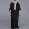 Roupas étnicas muçulmanas homens kaftan marroquino homens jalabiya dubai jubba thobe algodão camisa longa casual juventude manto preto roupas árabes p95525255