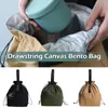 Dinnerware Sets Insulated Bento Bag Wide Opening Canvas Drawstring Kitchen Lunch Accessories School Camping Picnic Box Storage Handbag Z5I0