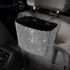 Interior Accessories Rhinestone Car Trash Can Storage Bins Plastic Color Diamond Back Box Waterproof Grabber Hanging