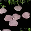 Artes e ofícios 20X20X6Mm Estátua de coração Pedra natural esculpida Decoração de quartzo rosa polido à mão Cristal de cura Reiki Brinquedo presente Dh1Bs