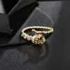 S3366 Anello di serpenti di gioielli di moda Anelli di apertura della catena di osso di serpente con zirconi micro-incastonati
