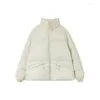 Płaszcze damskie okopy 2022 Kurtki zimowe stojak mody gruby ciepły solidny parkas w stylu koreański luźne swobodne bawełniane bawełnę