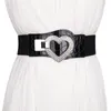 Belts Style Diamond-Studded Alloy Pair Buckle Woman Elastic Waist Seal Black Lmitation Crocodile Leather Width Dresses Formal Belt