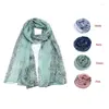 Cachecóis YRRETY Chiffon Cachecol Feminino Azul Branco Slik Feminino Designer Marca Xale Foulard Feminino Cachecóis Primavera Verão