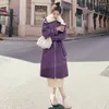 Women's Trench Coats Winter Women's Jacket Purple Tooling Pie To Overcome Long Korean Loose Plus Velvet Thick Fluff Lining Casual