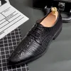 Luxury Brand British Pointed Black Crocodile Pattern Shoes For Men Designer Wedding Dress Homecoming Business Flats Footwear