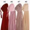 Etniska kläder 2022 Ramadan Muslim Fashion Women Chiffon Hijab With Cap Instant Hijabs Bonnet Ready to Wear Headscarf Turban Hat Headwrap