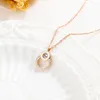 Hanger kettingen rond Romeinse cijfers CZ Rose Gold kleur ketting voor vrouwen roestvrijstalen link keten juwelen cadeau drop