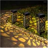 2Pcs Solar Garden Light LED Waterproof Outdoor Pathway Hollow Out Landscape For Backyard Walkway Park