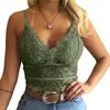 CAMESOSOLS Tanks Solid Corset Lace Camis Tops voor vrouwen holle gaas zacht gevotte v-hals sexy doorzichtige ondergoed vrouw