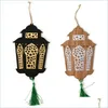 Outras festas festivas fornecem Eid Mubarak Ramadan Wooden Ornament com borla Muslim Isramic Pinging Decor Delive Delive HomeFavor DHD4C