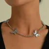 Choker antieke retro parelketting ketting met ot knop vlinder hanger charmes silverachtige nek sieraden voor vrouwen cadeau partijbenodigdheden