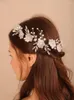 Headpieces Luxury Rhinestone Pearl Flower Brud Bandband Br￶llopshuvudbrudar H￥r smycken Tillbeh￶r Handgjorda kvinnor Tiara huvudstycke