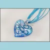 Pendant Necklaces Fashion Glass Heart Shape Flower Necklace Wholesale 6Pcs Handmade Mixed Color Murano Lampwork Drop Delivery Jewelr Dhvux