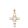 Colares pendentes 17,5 "Shell Pearl Cubic Zirconia Micro Pave Colar Virgin Mary Cross Cross