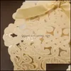 Gift Wrap Laser Cut Hollow Lace Flower White Gold Red Candy Box Wedding Party Sweets Favor Favors Boxes RRD11381 Drop Delivery Home Otuoi