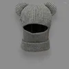 Ball Caps Women Wool Pullover Knitted Hat Ski Sets Windproof Winter Outdoor Thick Scarf Collar Warm Keep Face Warmer Beanies