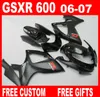 Anpassade kroppssatser för Suzuki GSXR 600 kåpor GSXR750 06 07 kåpa kit GSXR600 R750 2006 2007 matt platt svart2511663