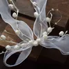 Headpieces Soft Gaze Floral Big Bow Hair Clips Estetic Temperament Romantic Bride Wedding Veil