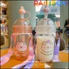 Su Şişeleri Kawaii Kabarcık Süt Çay Şişesi Kızlar İçin ST Strap ile Çocuklar Sevimli Plastik Taşınabilir Meyve Boba İçecek Bardakları BPA 560ml Damla OT5MH