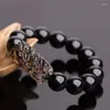 Bracelet chinois Feng Shui obsidienne Pi Xiu Bracelet perle richesse chance Bracelet extensible QDD9802