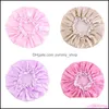 Beanie/Skull Caps vrouwen meisje massieve kleur dubbele laag satijn nachthoed waterdichte slaap badkophoofd haarverzorging elastiek beanie druppel d dhmbj