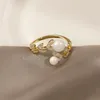 Koreański kryształowy pierścień perłowy dla kobiet luksusowe kreatywne pierścionki otwierające modne biżuteria dziewczyny nietypowe pierścionki prezenty