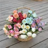 Decorative Flowers 5 Fork DIY Daisy Camellia Artificial Small Rose Bride Bouquet Xmas Party Decor Faux Fake Wedding Home