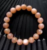 Strand 10mm ￤kta naturlig orange Moonstone Grey White Light Beads Woman Armband