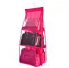 Storage Bags Transparent 6 Pocket 2 Sides Household Hanging Handbag Organizer For Wardrobe Closet