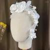 Nakrycia głowy ślubne proste biały kwiat retro opaska do włosów Wedding Hairband Akcesoria do narzeczonych