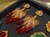 Kolczyki Dangle Amorita Butik Czerwony Serce Kształt Złoty kolor kolorowy vintage biżuteria ogień dam