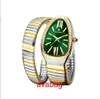 Wristwatches Fashion bracelet style wrist watch with a circular chain and a snake head design dial diamond inlaid by the ladies