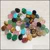 Artes y manualidades 6X8Mm Piedra natural Cabujón ovalado Granos sueltos Cuarzo rosa Piedras turquesas Cara para Reiki Adornos de cristal curativo Dhfdl