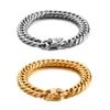 Link Armbanden 13mmtrendy sieraden zilveren kleur of gouden metaal roestvrij staal dubbele Cubaanse stoepelketen Dragon Claw Clasp Men Women armband