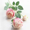 Flores decorativas 65 cm de alto peonía artificial europea Fleur Artificiales Rose para el otoño decoración de la boda Mariage corona de flores falsas