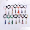 Party Favor 35 Colors Acrylic Bead Bracelet Keychainparty Wooden Beads Bracelets Keychain Pu Tassel Anti Loss Wristlet Key Ring T9I0 Dhati