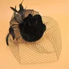 Copricapo Copricapo da sposa Piuma Vintage Velo Garza Cappello a cilindro Abito per capelli Bianco Nero Corea Giappone