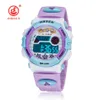 2017 New Ohsen Brand Digital LCD Children Children Kids Sports Wrist Wrists Purple Rubber Strap Chronograph Alarm Date Cartoon Girls Watche293p