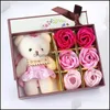 Fleurs décoratives Couronnes Originalité Savon Fleur Belle Ours Rose Boîte Jamais Flétri Mode Femme Homme Saint Valentin Cadeau 4Gc Otnqh