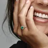 Niebieski zielony CZ Diamond Podwyższony pierścionek z sercem Rose Gold z oryginalnym pudełkiem do Pandora Autentyczna srebrna biżuteria ślubna dziewczyna Pierścienie zaręczynowe