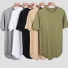 Camisetas masculinas camisetas de camisetas de camisetas redondas de mangas curtas de camiseta de verão Casual Hem Curved Hip Hop Tshirt Roupas de roupas de rua Tops