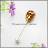 Pins Brooches Retro Alloy Brooch Simplicity Fashion A Word Of Pearl Woman Pins Big Gem Shirt Sweater Women Pin 2 5Yj B3 Dro Dhgarden Dhmv4