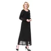 Ethnic Clothing Women Abaya Muslim Long Sleeves Crew Neck Chiffon Islamic Maxi Dress Saudi Arab Lady Dubai Female Thobe Clothes