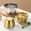 Tigelas tigelas japonesas coreanas aço inoxidável salada tigela de cozinha mistura de arroz lavando a cor dourada ramen udon soba instantâneo de macarrão frutas frutas